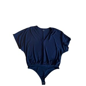 Express‎ Bodysuit Top Women's Large L Short Sleeve Blouse V Neck